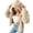 Beige, variant on Womens Cute Bear Ear Hooded Fuzzy Jacket Vertical Striped Zip Up Cropped Fleece Cardigan Warm Cozy Casual Outerwear for Fall Winter Gray S