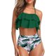 thumbnail image 1 of Tempt Me Trajes de baño de dos piezas para mujer, bikini de cintura alta, con volantes y control de barriga, trajes de baño halter, 1 of 4