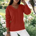 thumbnail image 2 of TRUBKH Fall Sweaters for Women V Neck Tops Long Sleeve Shirts Tunic Tops Blouse Slim Fit Flowy Top Breathable Tops Womens Thermal Tops Lightweight Sweaters for Women Teacher Outfits Red M, 2 of 5