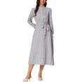 thumbnail image 1 of Vestido de camisa plisado INSPIRE CHIC para mujer, de manga larga, cuello alto, fluido, casual, midi, color gris, 1 of 6