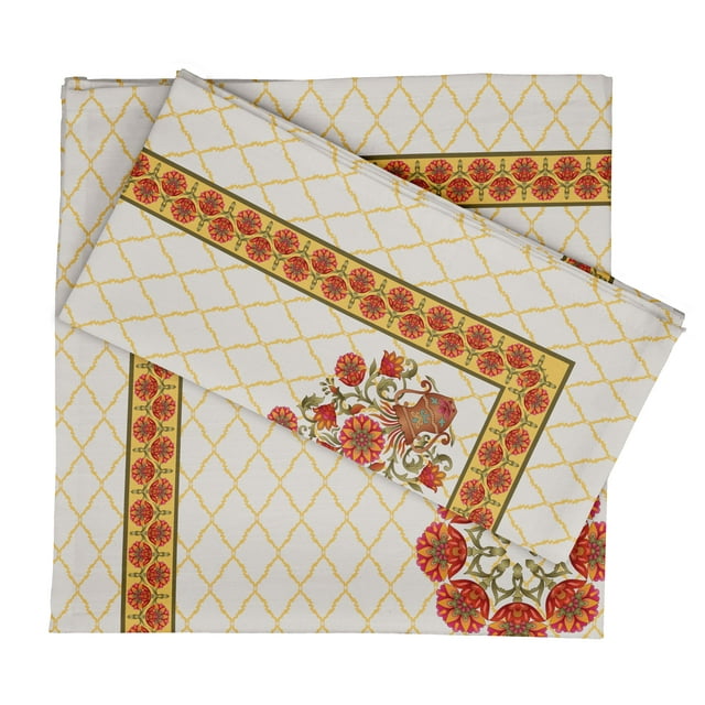 Vargottam Collection de Luxe Table à Dîner en Lin Décor Serviette en Coton Tissu Imprimé Serviettes Réutilisables Ensemble de 4, 20 X 20 - Floral Asiatique