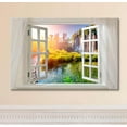 thumbnail image 3 of Glimpse into Waterfall in Autumn Out of Open Window Canvas Wall Art Stretched Canvas Prints | Giclee Printing Ready to Hang - 24" x 36", 3 of 4