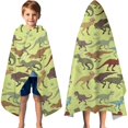 thumbnail image 3 of LightGreen Cartoon Dinosaurs Prehistoric Pattern Hooded Bath Towel，60"x35" for Ages 3 To 12 Kids, Quick Dry Lightweight Soft Microfiber Hood Beach Towel Cover Up for Kids, 3 of 7