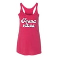thumbnail image 2 of Wild Bobby Jesus Vibes Inspirational/Christian Women Tri-Blend Racerback Tank Top, Shocking Pink, X-Large, 2 of 6