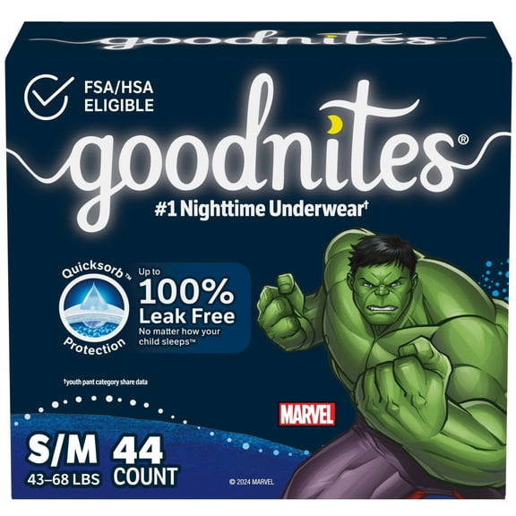 Goodnites Bedwetting Underwear for Boys, S/M (43-68 lbs), 44 Ct