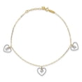 thumbnail image 2 of Auriga Fine Jewelry 14K Two-Tone Gold Twisted and Hearts Anklet 9inchfor Women, 2 of 6