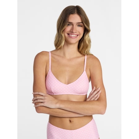 No Boundaries Femme Polka Dot Bralette Bikini Top, Women's XXS-XXL