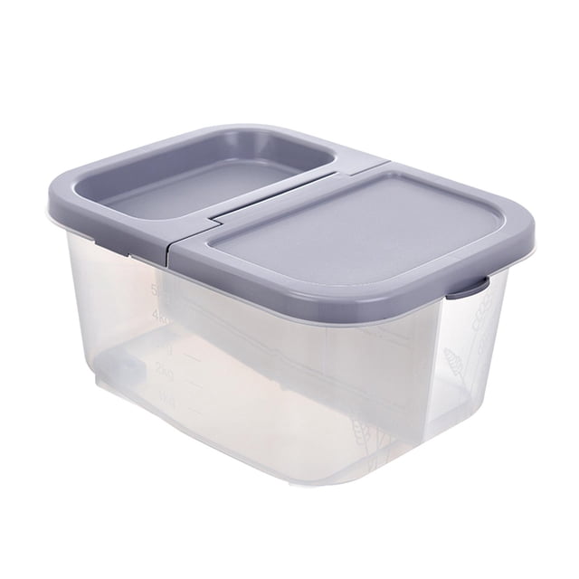Contenedor de arroz de 10 litros, organizador de cocina para despensa con tapas selladas, grano para Gris