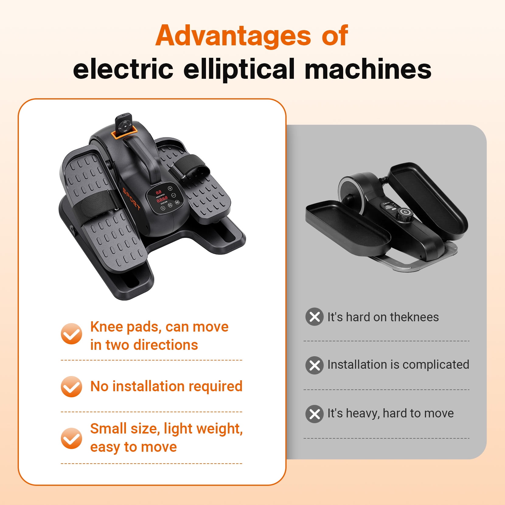 Under Desk Elliptical Machine, 10 Adjustable Leg Exerciser Quiet & Portable whit Remote Dprodo Electric Ellipse