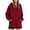 Wine, variant on hoksml Women's V-Neck Oversized Longline Hooded Sweatshirt with Pockets, Solid Color Loose Fit Tunic Top