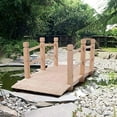 thumbnail image 4 of Clearance Wooden Bridge 5 ft Garden Bridge for Outside Small Arc Pond Bridge Stained Finish Footbridge with Safety Railings for Yard, Outdoor, Garden Bridge Decoration, Stained Wood, 4 of 7