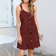 thumbnail image 3 of Wensltd Women's Sleepshirt Knee Length Spring Summer Retro Print V Neck Spaghetti Strap Cami Dress Soft Comfortable Loose Fit Wine, 3 of 7