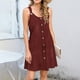 thumbnail image 3 of Camisón de poliéster para mujer, vestido de tirantes con cuello en V y botones para vacaciones de primavera y verano., 3 of 7