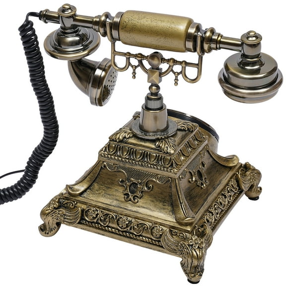 Miumaeov Antique Telephone Desk Phone European Style Old Fashioned Rotary Dial Phone Gold