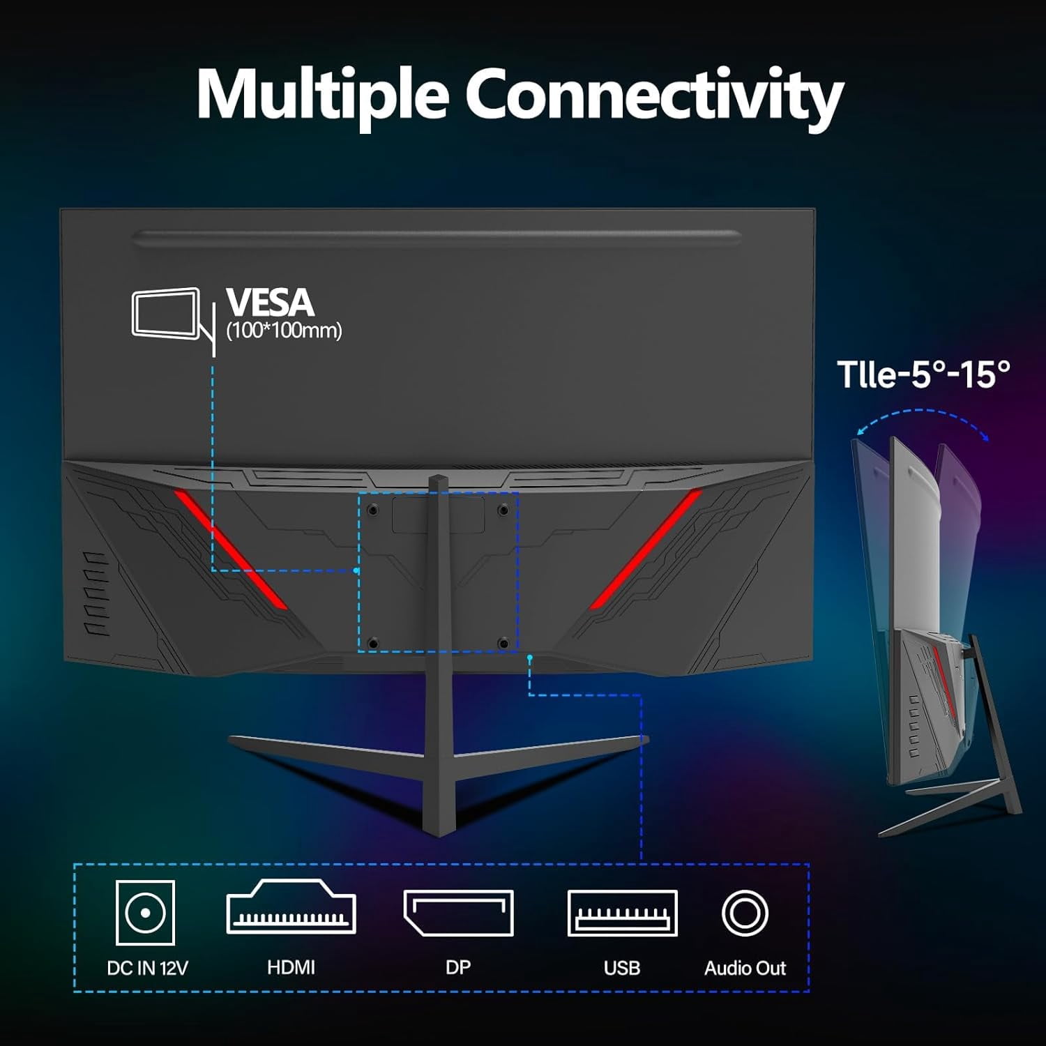 ZZA 27 inch Curved Monitor 200hz, PC Computer Gaming Monitor FHD 1080P, 1800R, Frameless, Home Office Movies