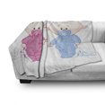 thumbnail image 3 of Gender Reveal Soft Flannel Fleece Throw Blanket, Cheerful Boy and Girl Children with Bunny Pacifiers Twins, Cozy Plush for Indoor and Outdoor Use, 60" x 80", Pale Blue and Pink Peach, by Ambesonne, 3 of 6