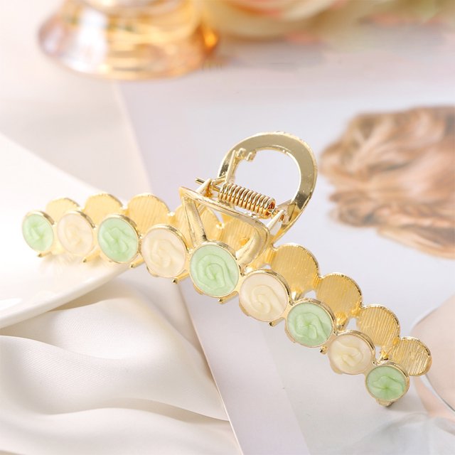 Clips de aleación para el cabello, pasadores acrílicos de francés, accesorios para para el cabello de cristal, pasadores para mujeres y - beige Verde beige Yinane Garra de pelo para mujer