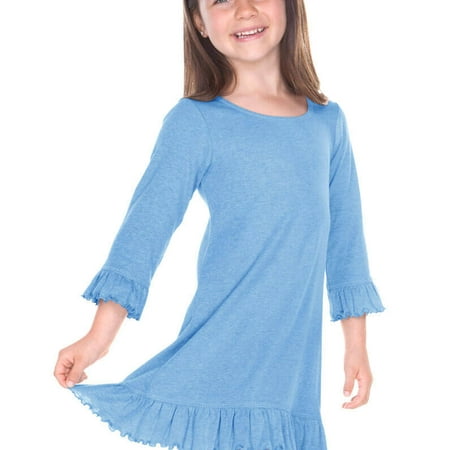 Kavio! Girls 3-6X Ruffled 3/4 Sleeve A-Line Dress Azure 3