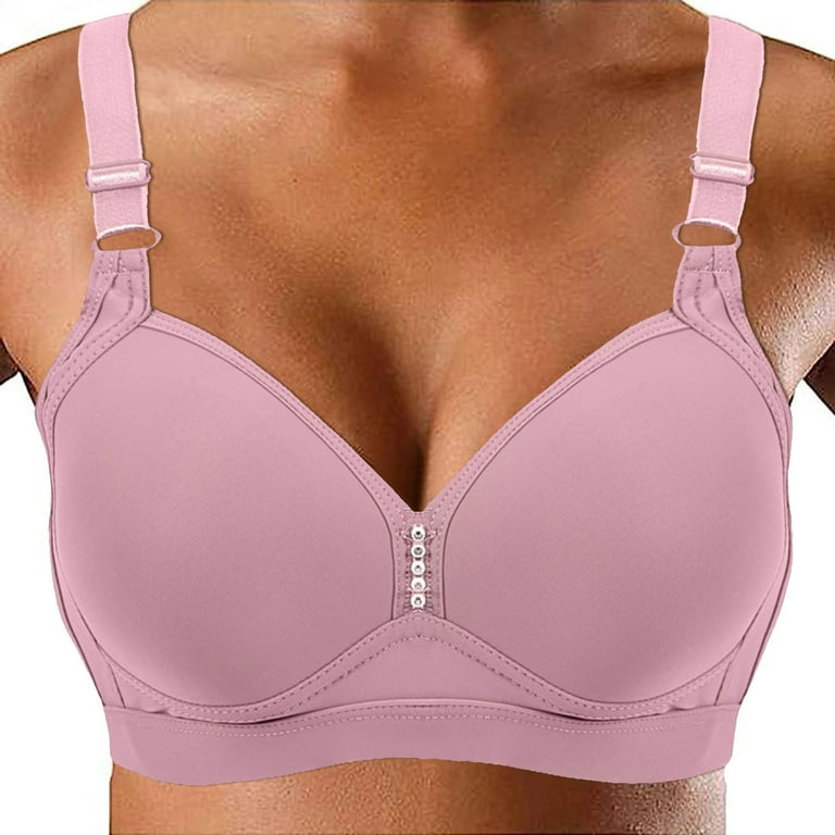 Large Size Thin Wireless Pure Cotton Bra Side Reduction Boneless Cotton  Seamless Underwear For Middle Aged And Elderly People Pink 38
