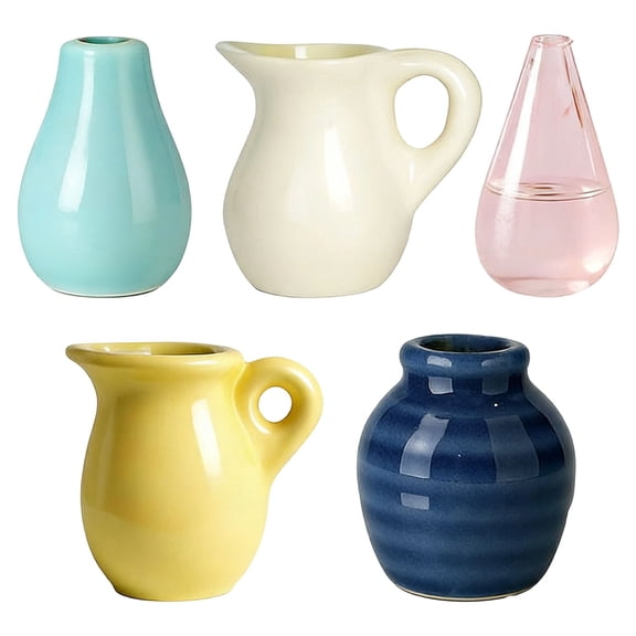 SSNTSY Mini Ceramic Vase Magnets for Fridge 3D Plant Vase for Kitchen Refrigerator Locker Decoration (Set of 5)