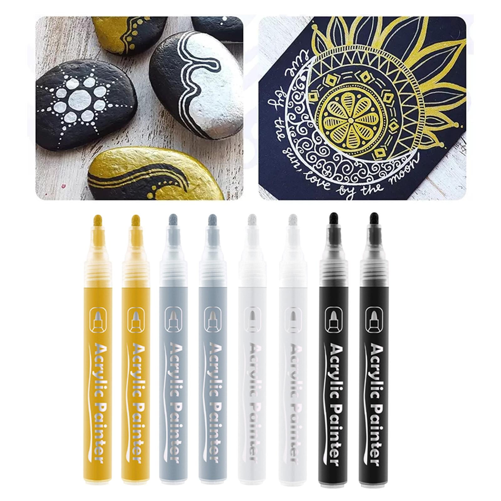 FVDPWYE 8Pcs Metallic Marker Highlights Medium Tip Paint Pen for Fabric DIY Craft