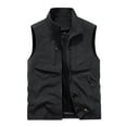 thumbnail image 2 of BiZtdJrK Mens Lightweight Vest Casual Solid Stand Collar Sleeveless Workwear Jacket for Travel Hiking Running with Zipper Pockets 90% Off Clearance Sale Black XXXL, 2 of 3