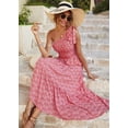 thumbnail image 5 of Vestido PRETTYGARDEN Nudo Un Hombro Sin Mangas Floral Rojo Talla S, 5 of 5