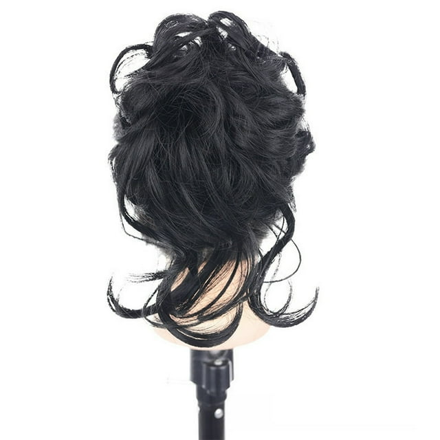 POINTERTECK 1 Pcs Postiche Bouclé avec Pince Griffe Extension de Cheveux Désordonnée pour Femme (Noir)