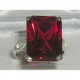 thumbnail image 2 of LBG Solid Sterling Silver Large 16x12mm Octagon cut Synthetic Ruby Ring - Size 11 - Sizes 5 to 12 Available, 2 of 5