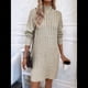 thumbnail image 5 of Vestido Informal de Punto con Cuello Alto y Larga para Mujer, Otoño e Invierno, Color Liso, Estilo Jersey, Falda A la Cadera Albaricoque L, 5 of 9