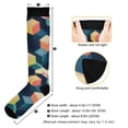 thumbnail image 3 of FORMRS Womens Knee High Socks Casual Long Thick Travel Daily Wear, 1 Pair, Blue Cubes, 3 of 6