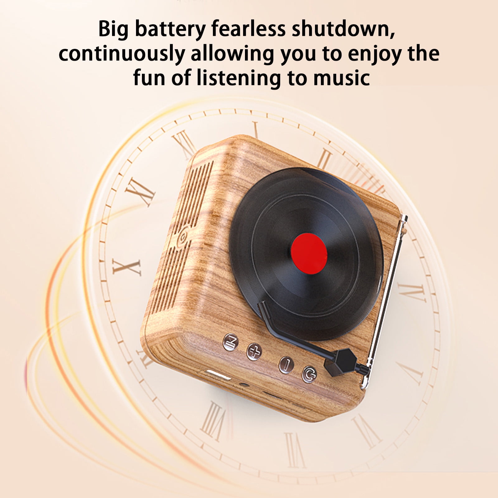 LACKUST Record Player Wireless Bluetooth Sound Retro Creatives Mini Portable Card Insert Small Speaker Subwoofer Gift,Brown