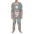 thumbnail image 3 of Salouo Cute Geese Print Button-Front Long Sleeve Pajama Set for Men, Soft 2Pjs Men's Long Sleeve Sleepwear-Medium, 3 of 7