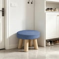 thumbnail image 4 of Topukaiba Round Stool Backless Counter Height Stool Solid Wood Legs Upholstered Seat Vanity Stool for Living Room Bedroom Makeup Desk Entryway Kids Stool, 10.6"x6.7", Light Blue, 4 of 6