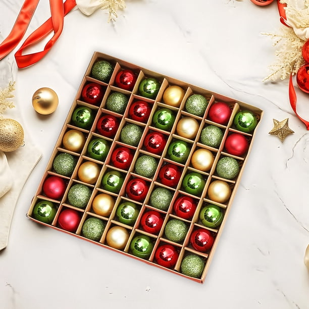 xihome Juego de 49 adornos navideños de bolas de plstico de 3 cm, chapados en plata, para decorar el rbol de Navidad.