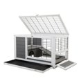 thumbnail image 5 of Pefilos 35" 2-Storey Guinea Pig Hutch Pet House Box Wooden Rabbit Cage Comfy Cabin for Small Animals, Gray, 5 of 14