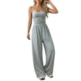 thumbnail image 2 of ZHOGXU Women's Jumpsuit Sleeveless Suspenders Solid Color Wide Leg Comfortable Fashion Romper For Everyday Wear,Grey,S, 2 of 6