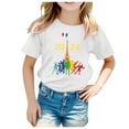 thumbnail image 2 of Girl's 2024 Paris Graphic Tees Short Sleeved Round Neck Summer T-Shirt, 2 of 4