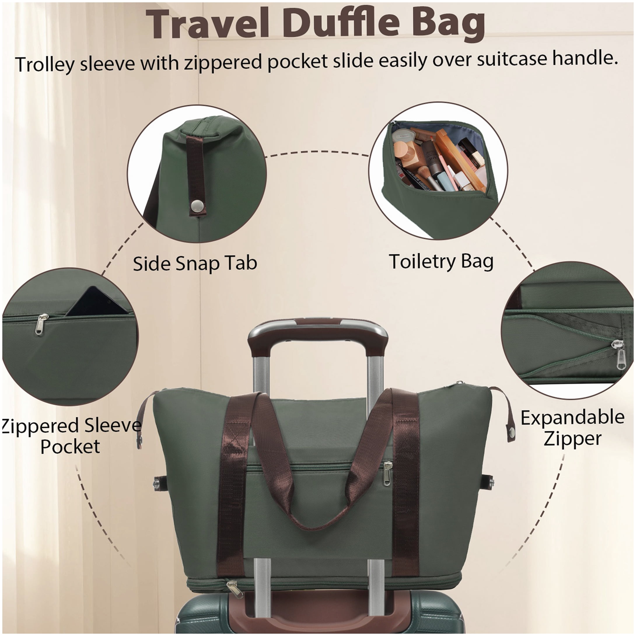 Airline Approved 20-Inch Green Hardshell Suitcase Set, 3-PC ABS Lightweight Luggage with 360° Wheels & TSA Lock