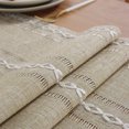 thumbnail image 3 of Rustic Table Runner Farmhouse Rustic Style 13" x 72", Braided Striped Linen Cream Table Runner with Tassels for Dining Room Kitchen Reading Dresser Deco, 3 of 6