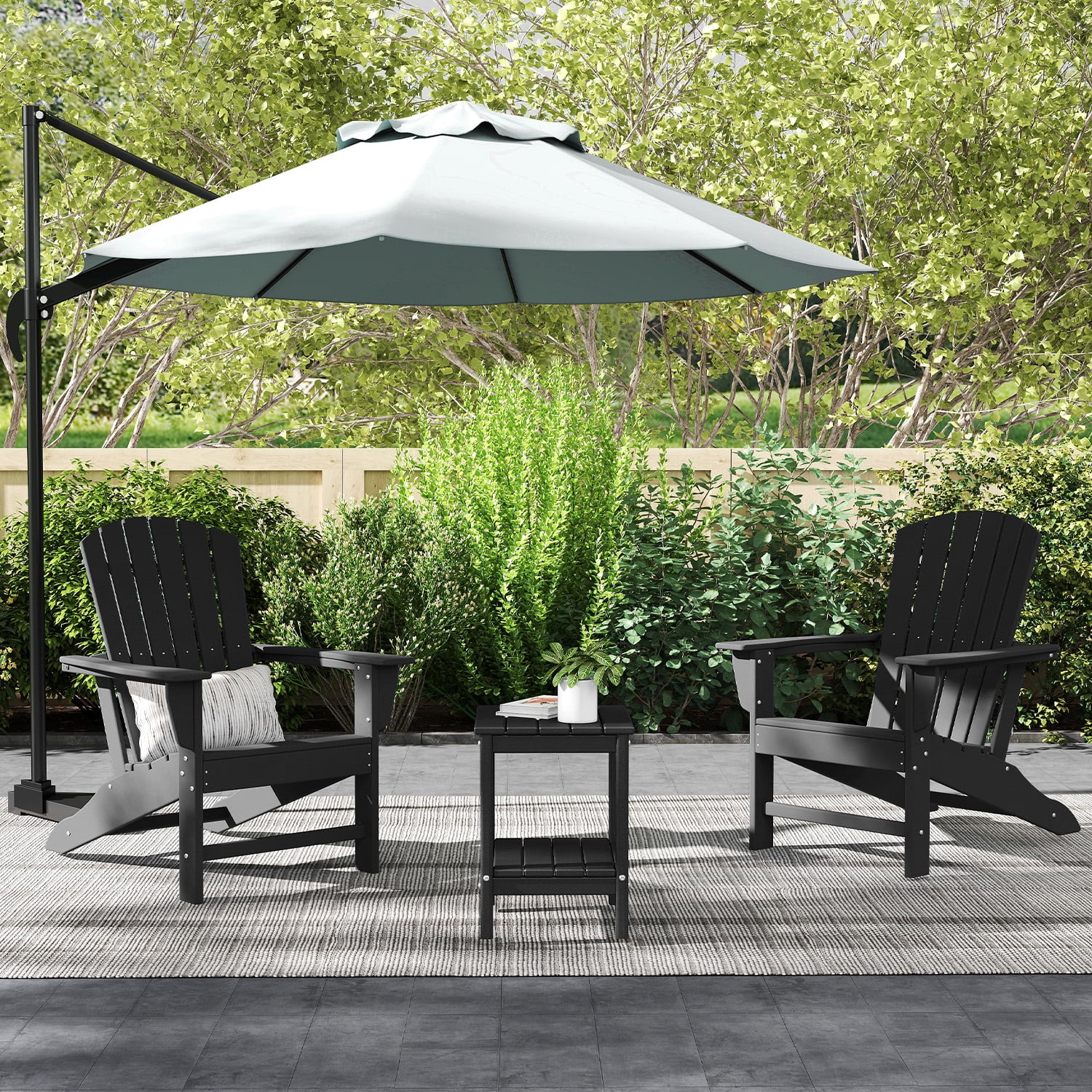 Hidpriva Set of 2 Adirondack Chairs, HDPE Weather Resistant Outdoor Chair w/ 400LBS Capacity for Patio, Garden and Fire Pit,Black