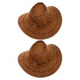 thumbnail image 1 of GOOHOCHY piezas de sombrero de vaquera occidental para niños, clásico, para niños y niñas, sombrero Fedora de rodeo, de ala ancha, para cosplay, para fiesta temática del oeste., 1 of 7