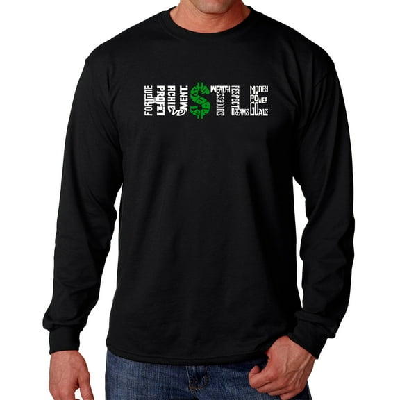 Men's Word Art Long Sleeve T-shirt - Hustle