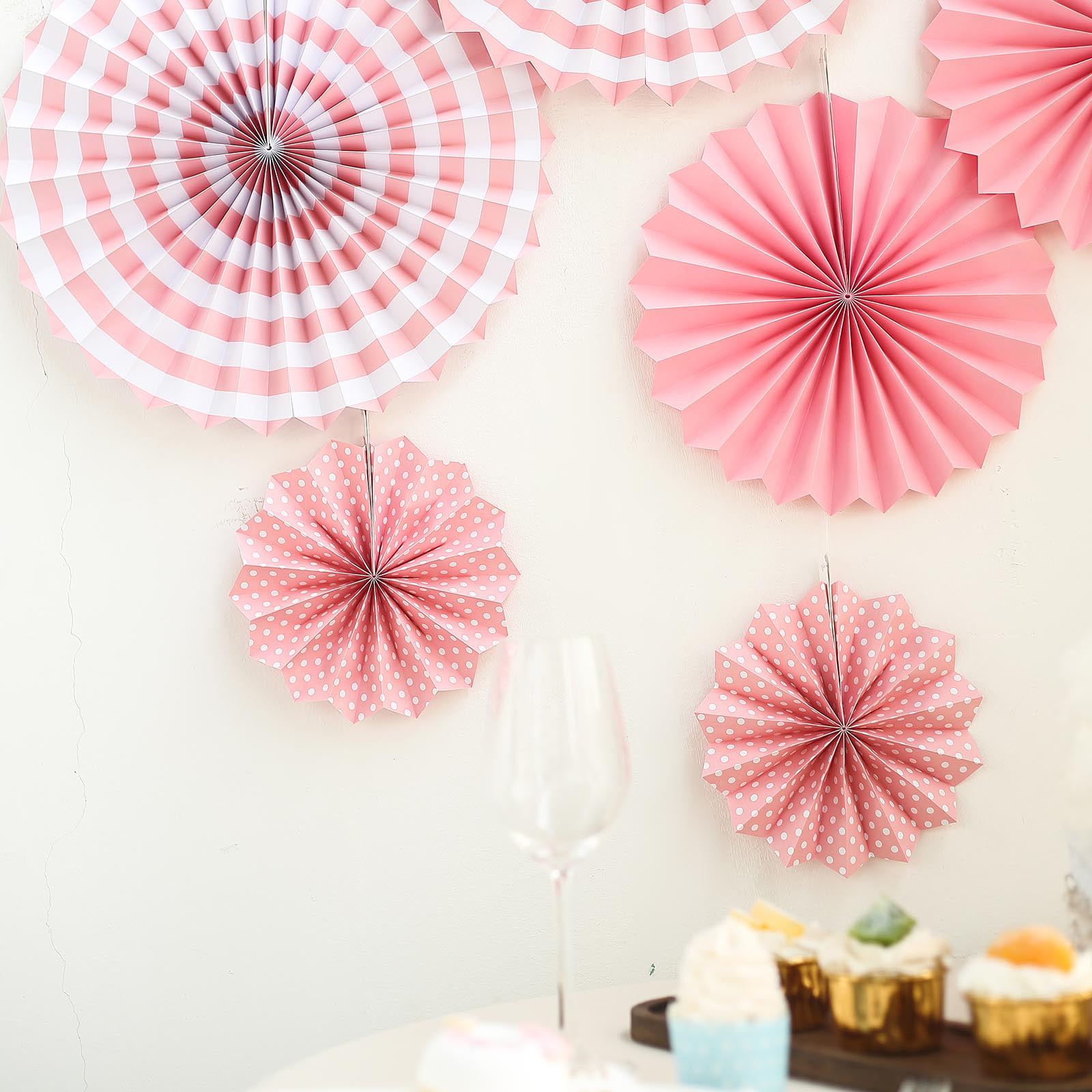 6 Piece Vibrant Hanging Paper Fans Backdrop Novelty Place