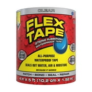 (2 pack) Flex Tape Strong Rubberized Waterproof Tape, 4 in x 5 ft, Clear