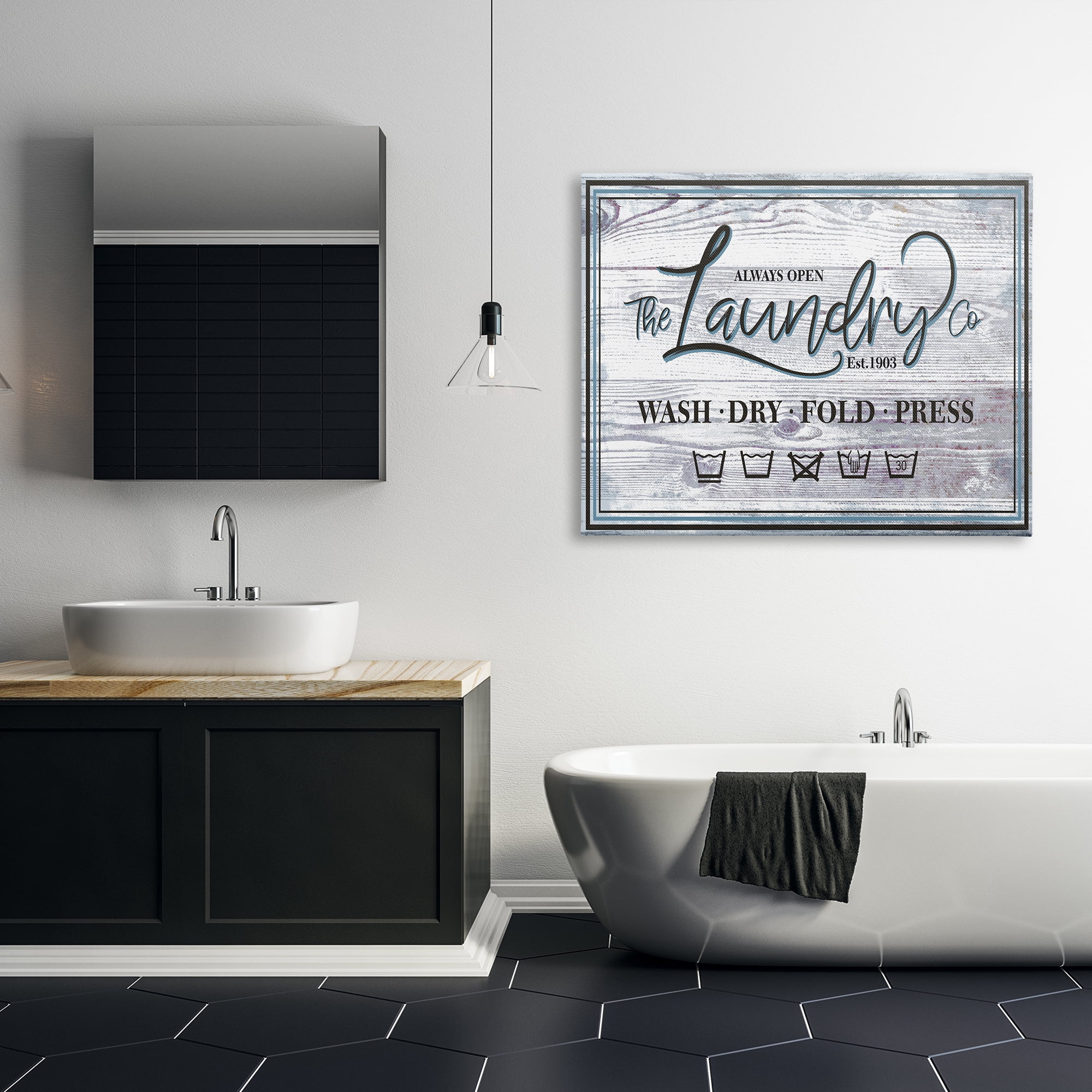 Stupell Industries The Laundry Co Sign Wash Fold Press Icons, 36 x 48, Designed by Jennifer Ellory