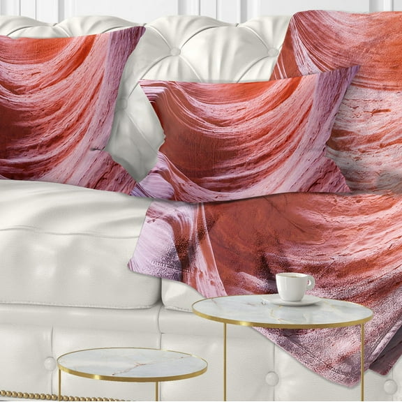 Designart Antelope Canyon Purple Wall - Landscape Photography Throw Pillow - 12x20