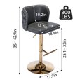 thumbnail image 2 of Bar Stools Set of 2, Swivel Counter Height Barstools with Upholstered Tufted Mid Backrest & Footrest, Adjustable PU Dining Chair with 350 LBS Capacity for Home, Pub, Kitchen Island, Dark Grey+Gold, 2 of 8