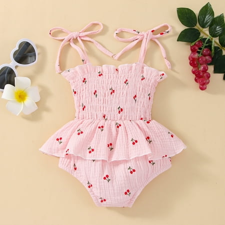 

NIUREDLTD Baby Girls Print Spring Summer Fruit Sleeveless Romper Bosyduit Clothes