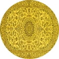 thumbnail image 1 of Ahgly Company Indoor Round Medallion Yellow Traditional Area Rugs, 5' Round, 1 of 4